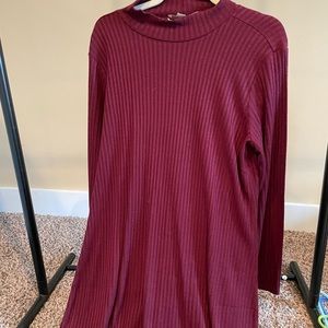 NWTS Loft Plus MIDI Maroon Dress with Mockneck